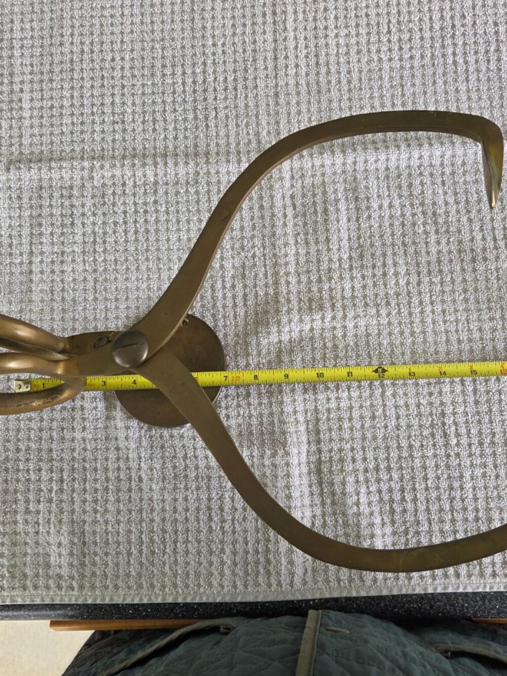 Vintage Solid Brass Wall Mount Ice Block Tongs or Paper Towel Holder